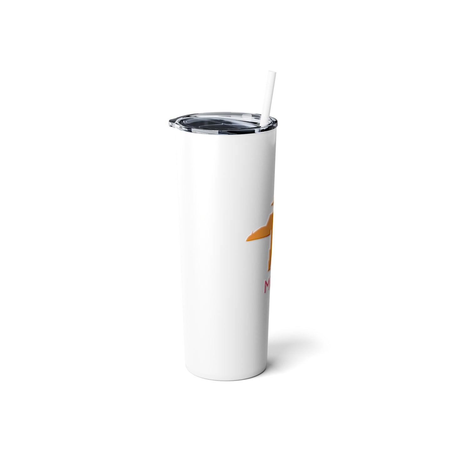 Miami in Orange and Hot Pink Skinny Steel Tumbler with Straw, 20oz
