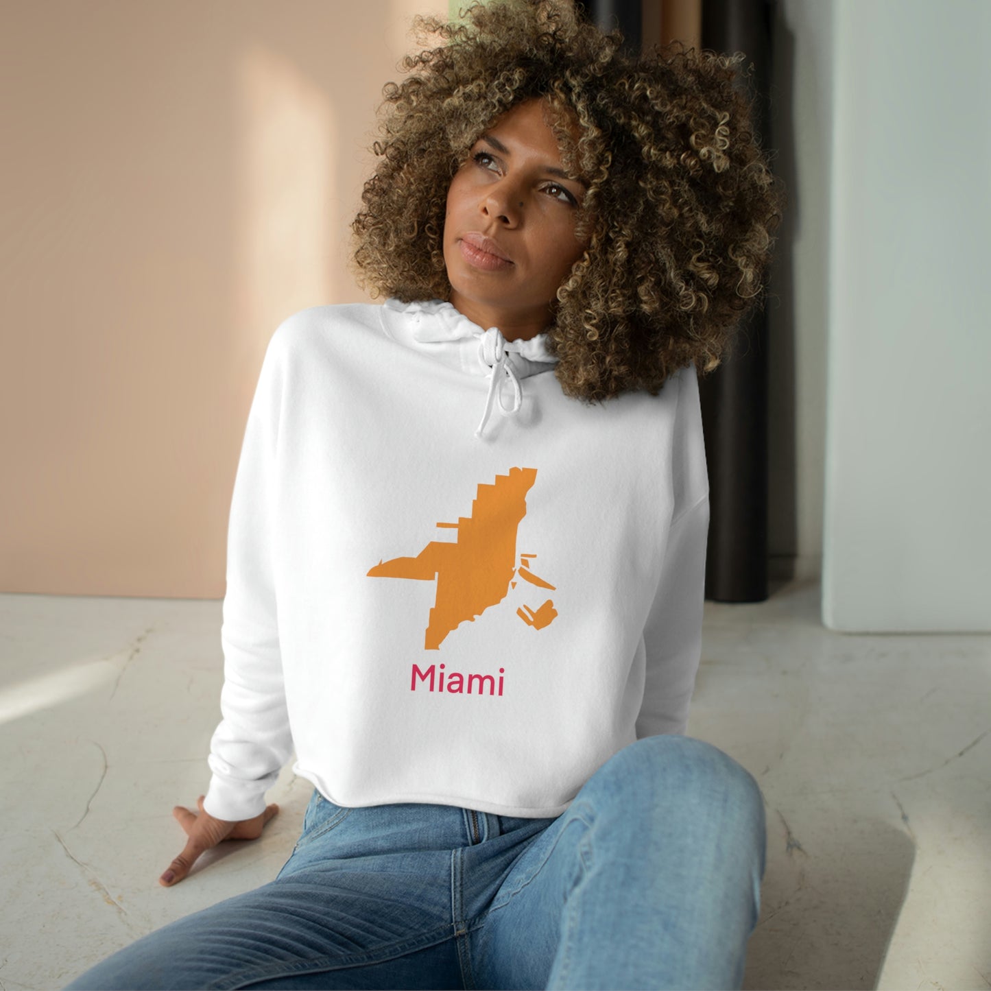 Miami Orange Hot Pink Crop Hoodie