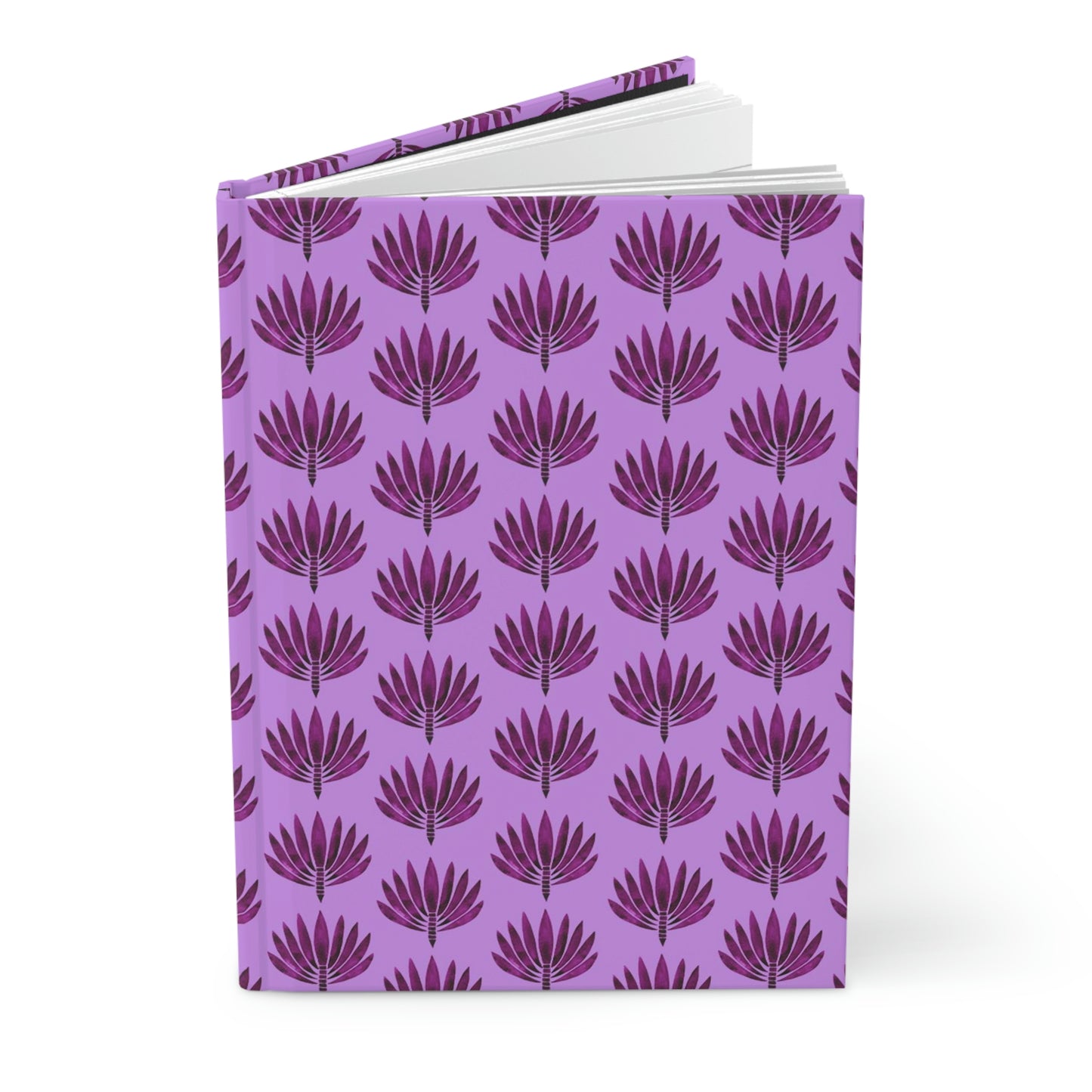 Yoga Journal - Violet Pink Flower Feather Hardcover Journal Matte
