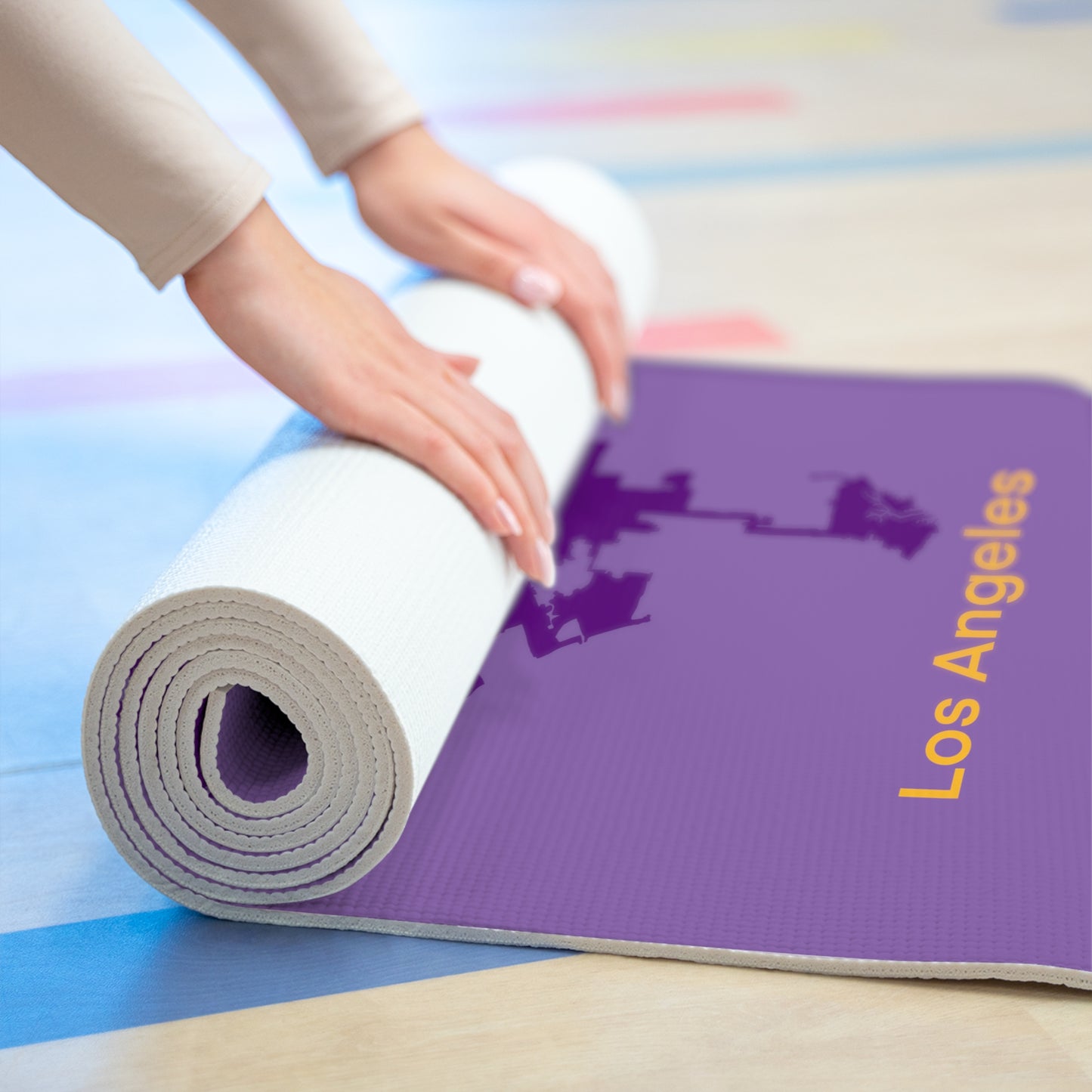 Purple Foam Yoga Mat - Los Angeles Purple Yellow