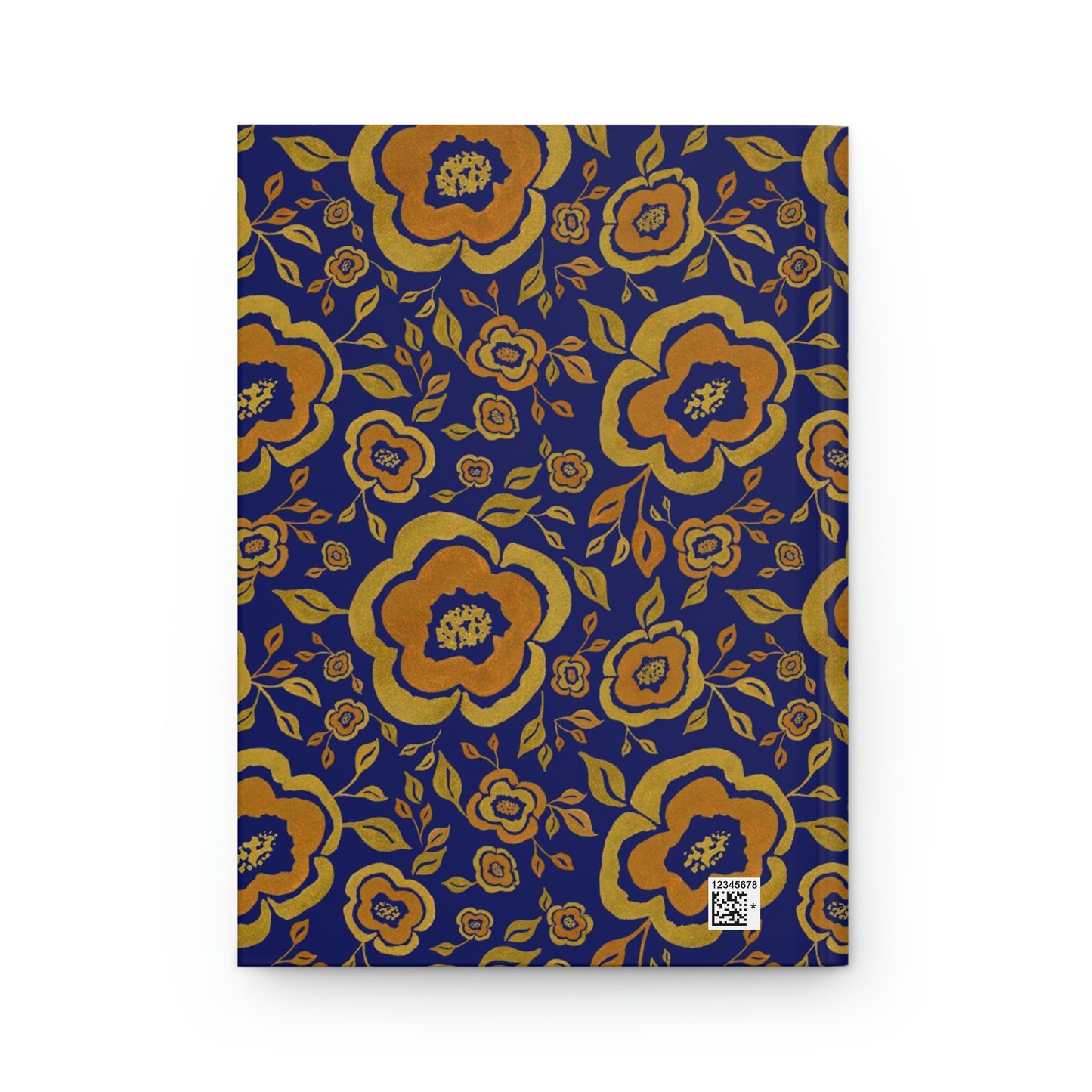 Yoga Journal - Blue with Gold Flowers Hardcover Journal Matte