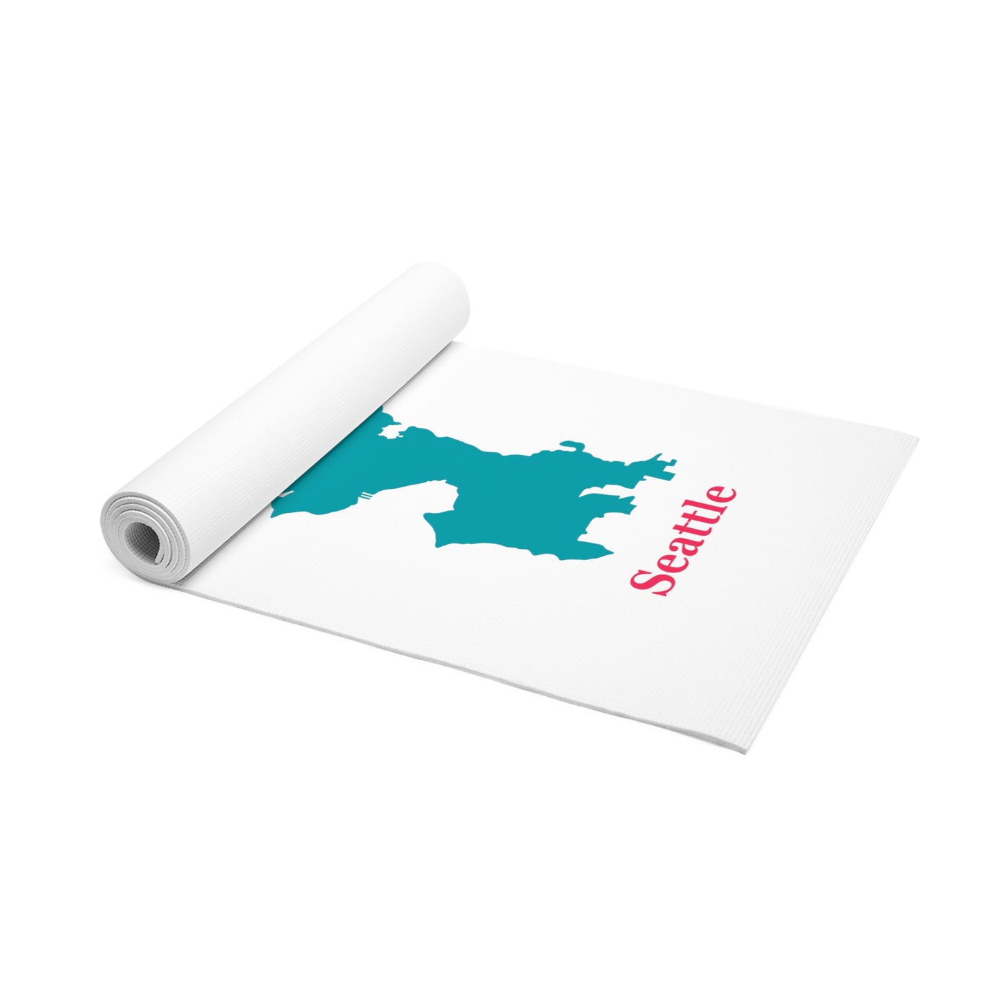 White Foam Yoga Mat - Seattle Teal Hot Pink