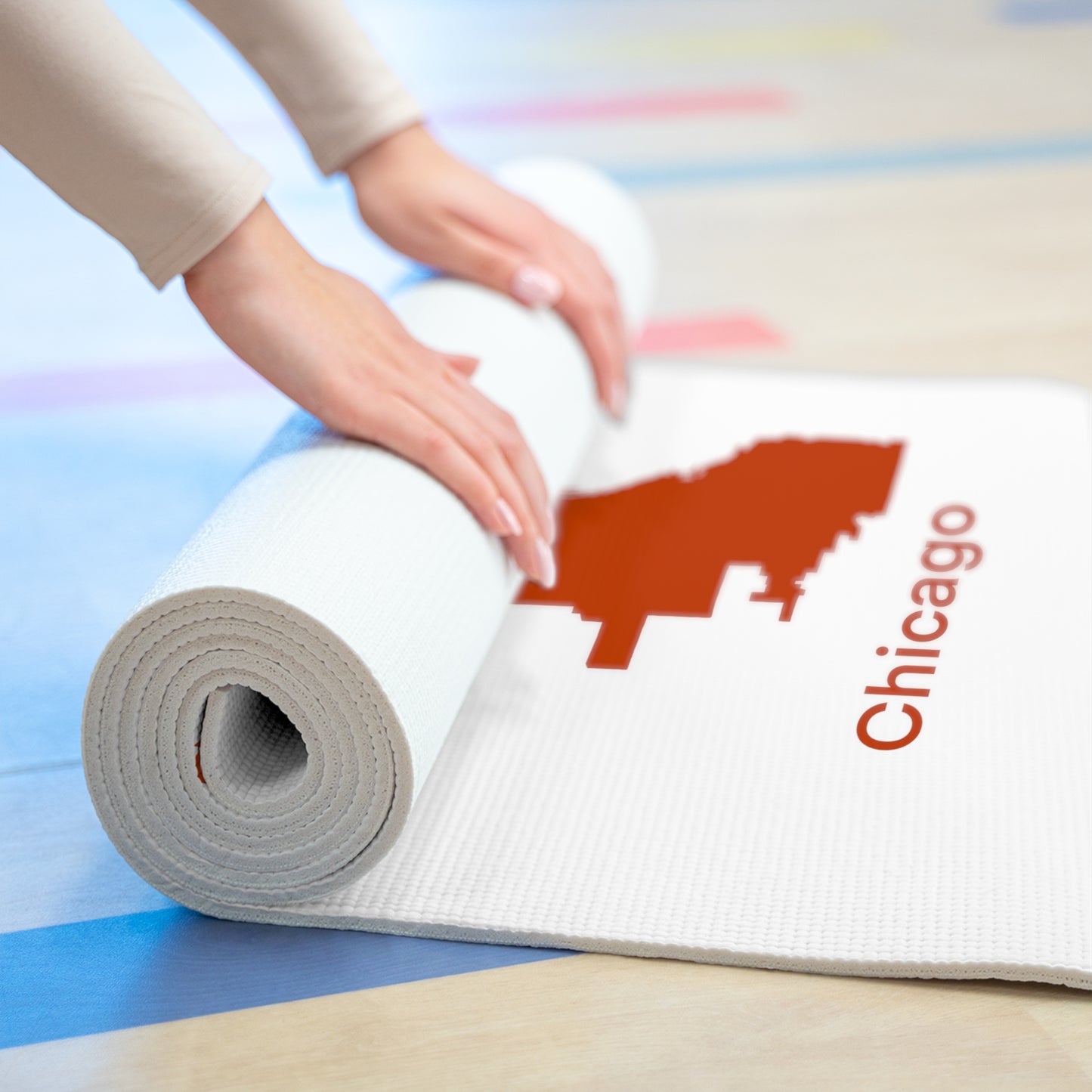 White Foam Yoga Mat - Chicago Burnt Orange