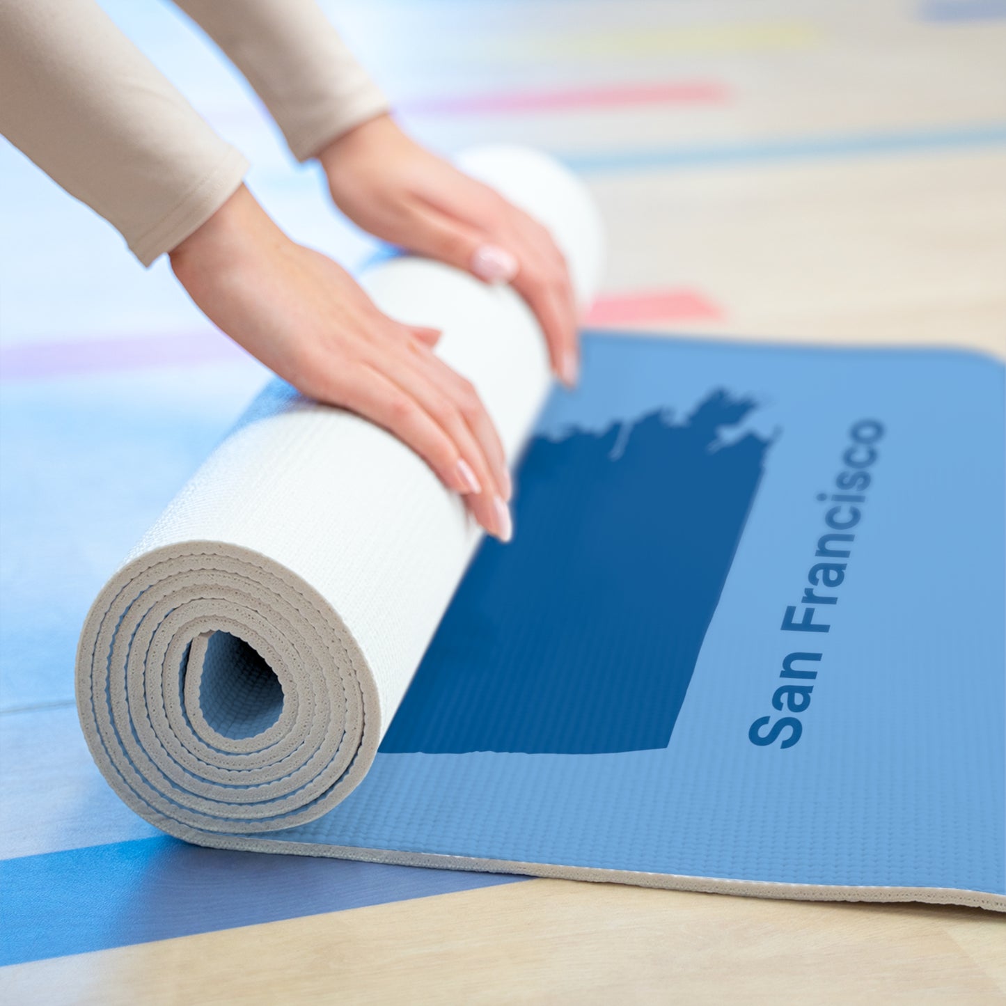 Light Blue Foam Yoga Mat - San Francisco Blue