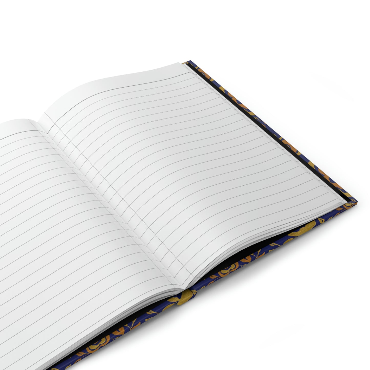 Yoga Journal - Blue with Gold Flowers Hardcover Journal Matte