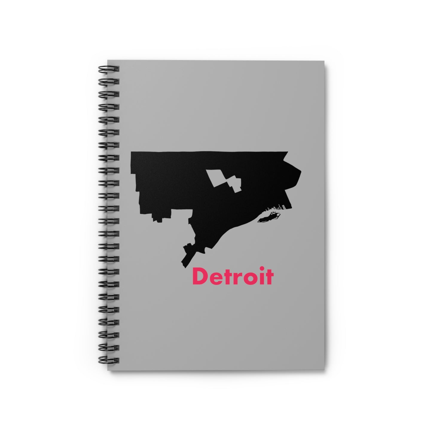 Detroit in Black and Hot Pink Spiral Notebook - Ruled Line