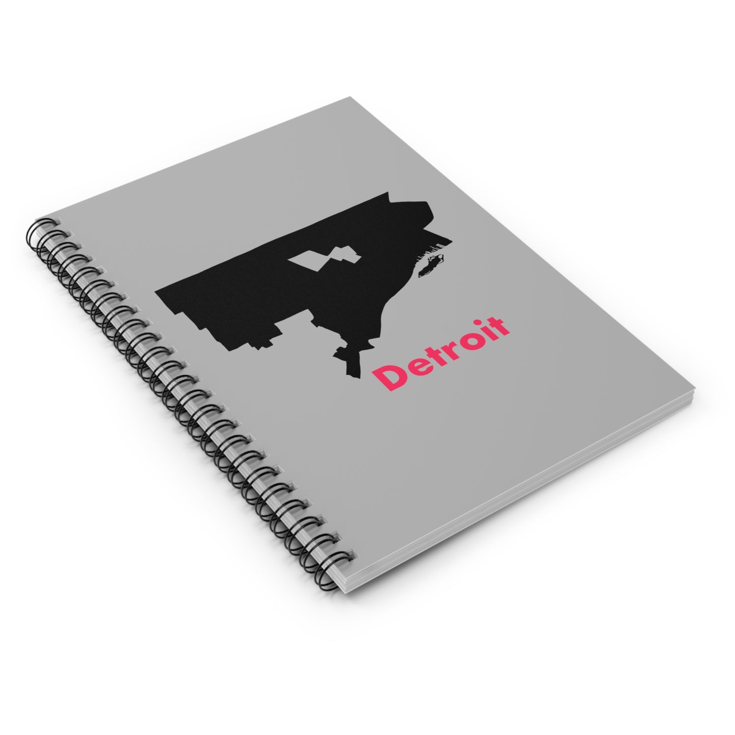 Detroit in Black and Hot Pink Spiral Notebook - Ruled Line
