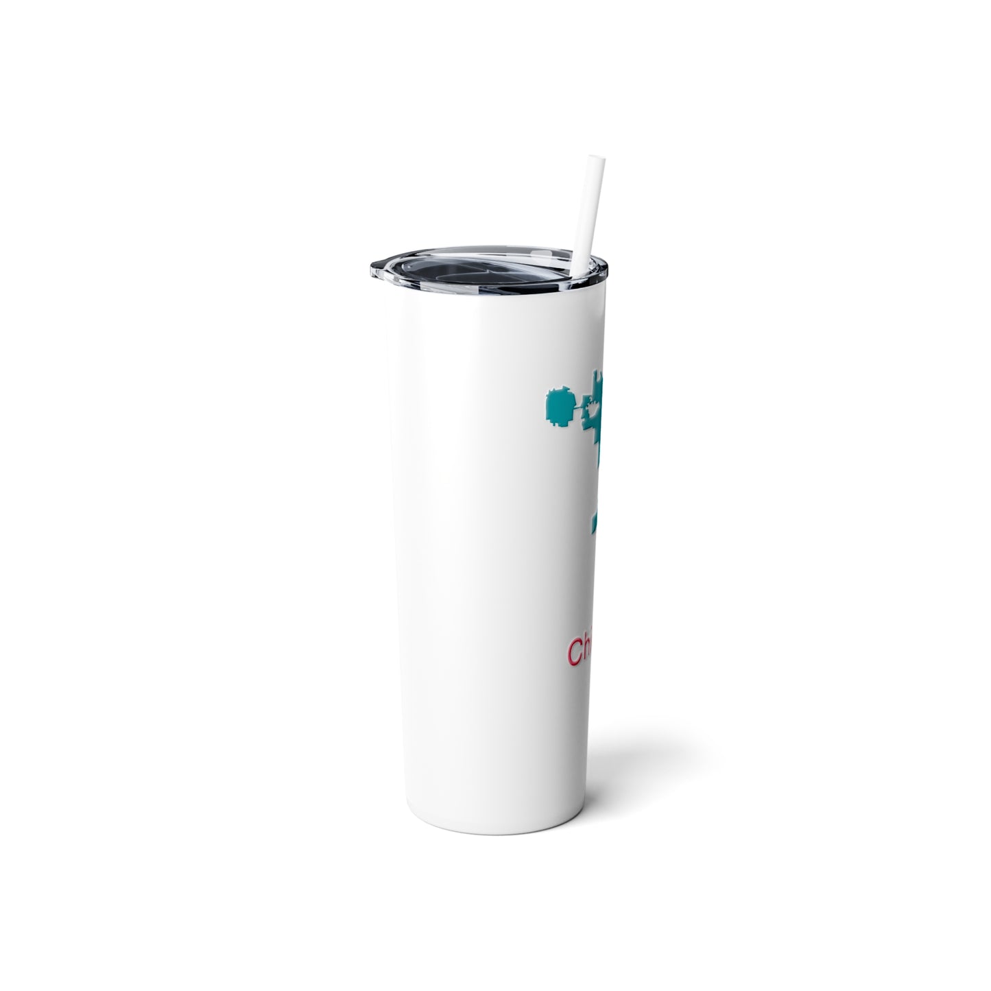 Chicago in Teal and Hot Pink Skinny Steel Tumbler with Straw, 20oz