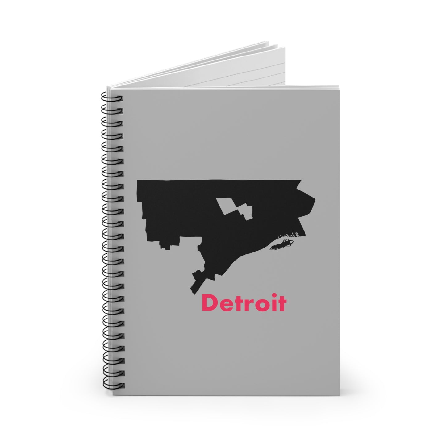 Detroit in Black and Hot Pink Spiral Notebook - Ruled Line