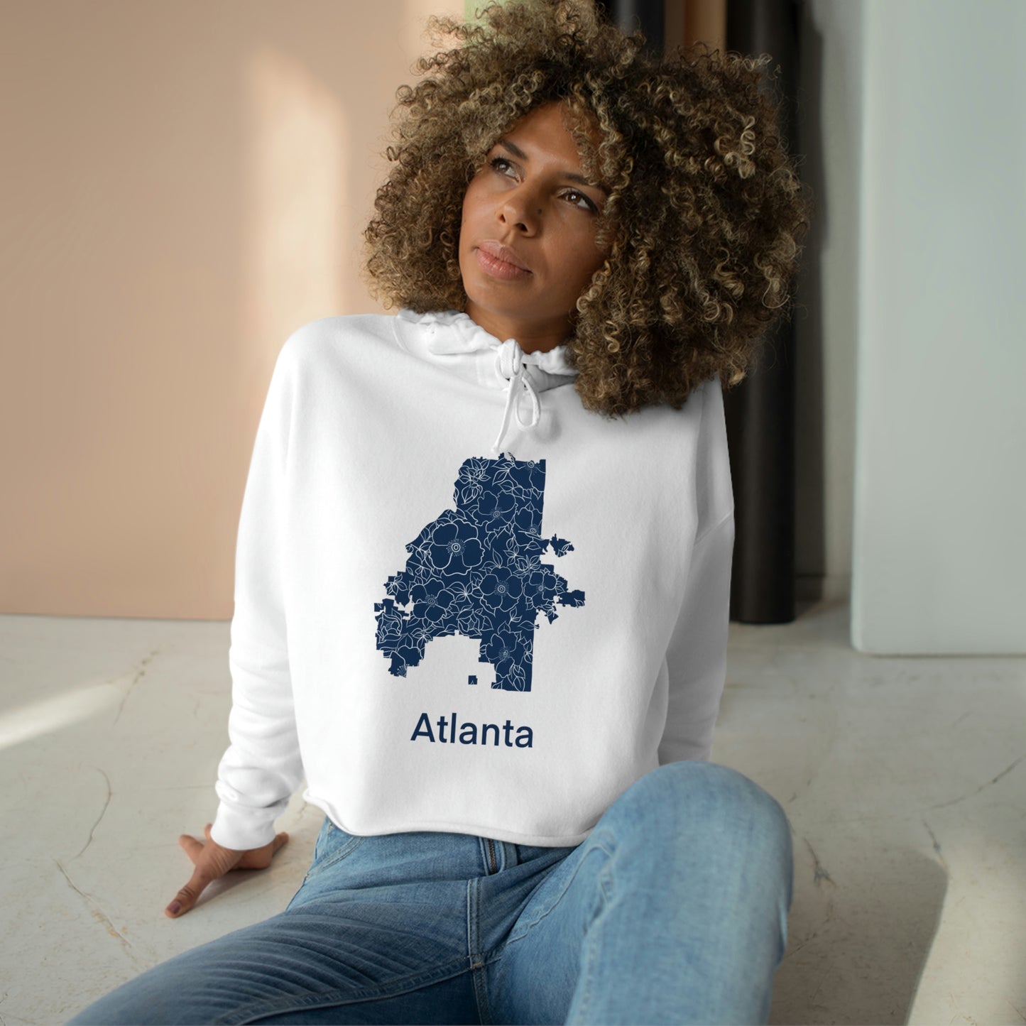 Flowering Atlanta Blue - Crop Hoodie