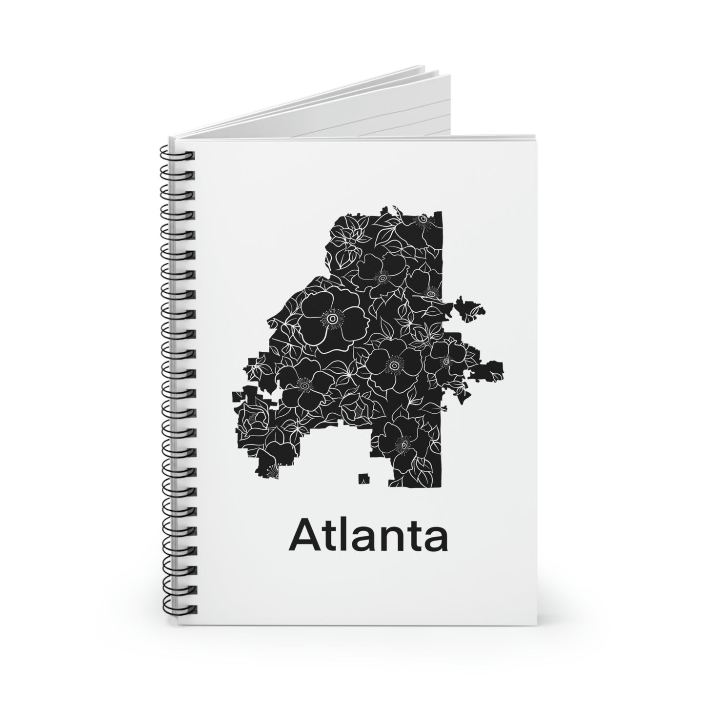 Flowering Atlanta Black Spiral Notebook - Ruled Line