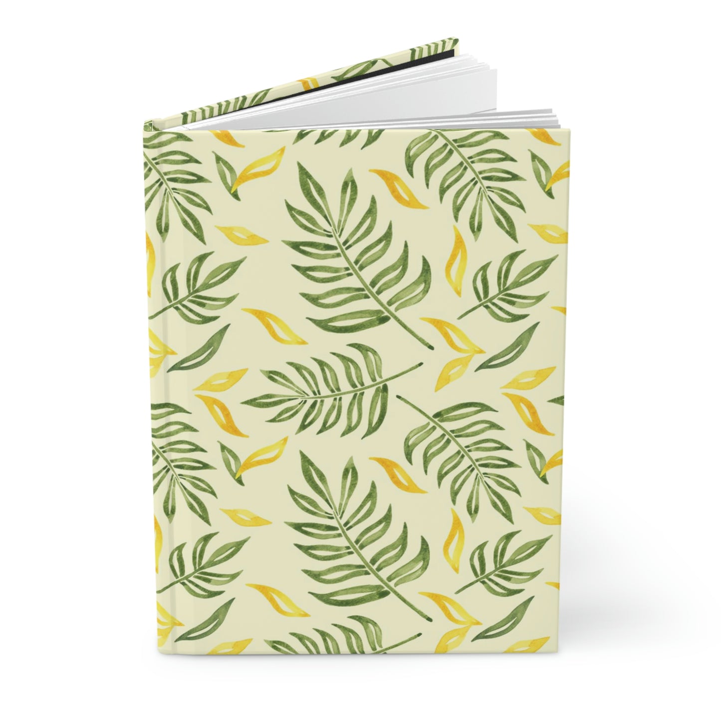 Yoga Journal - Yellow and Green Leaves Hardcover Journal Matte