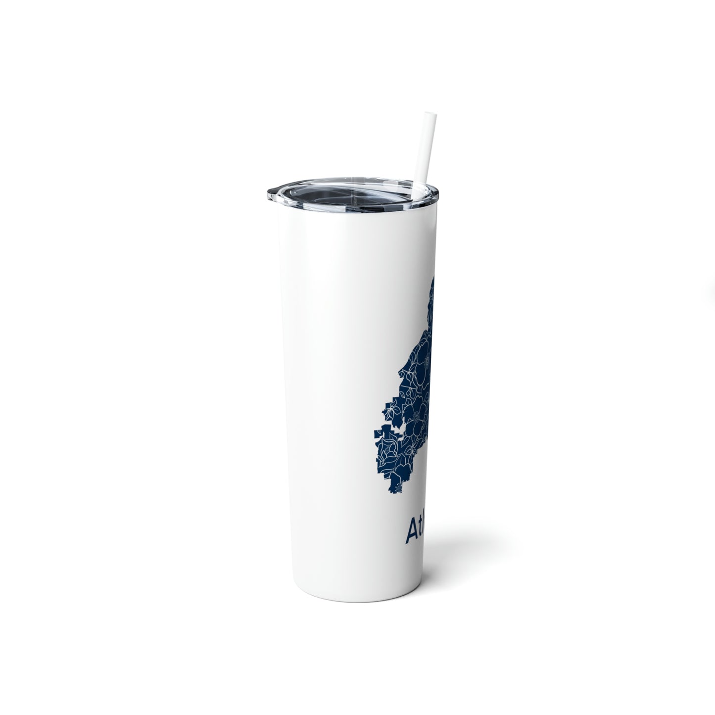 Flowering Atlanta Blue Skinny Steel Tumbler with Straw, 20oz