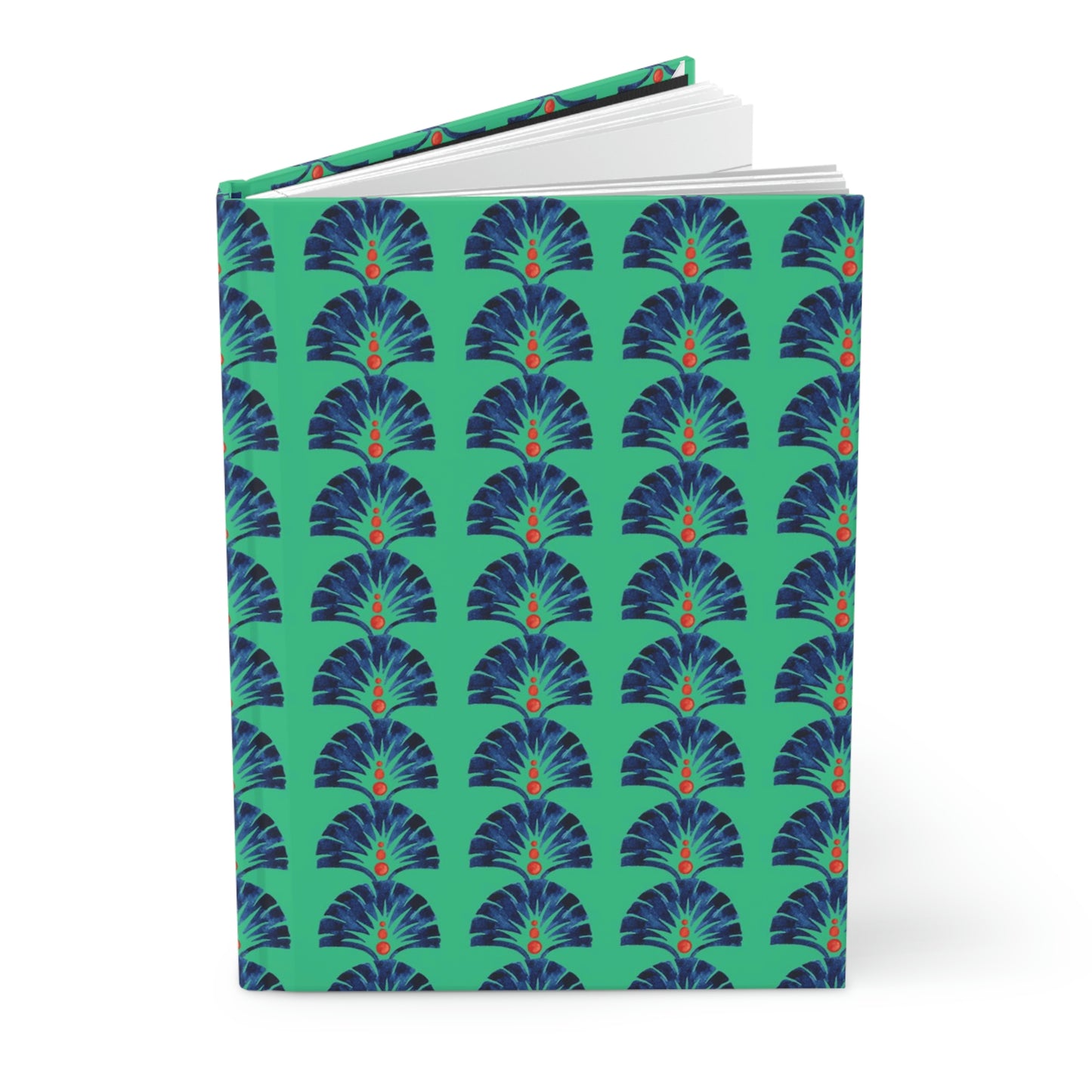 Yoga Journal - Blue Flower Feather Hardcover Journal Matte