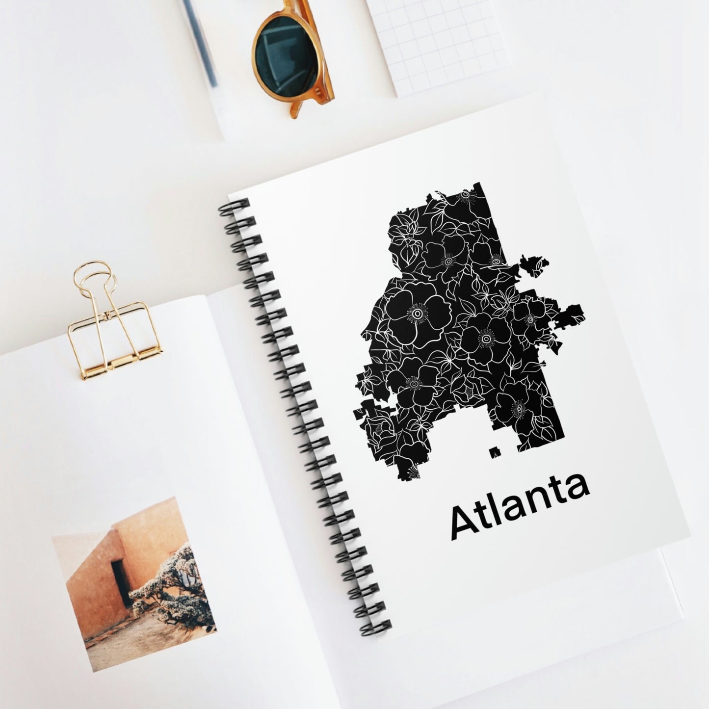 Flowering Atlanta Black Spiral Notebook - Ruled Line