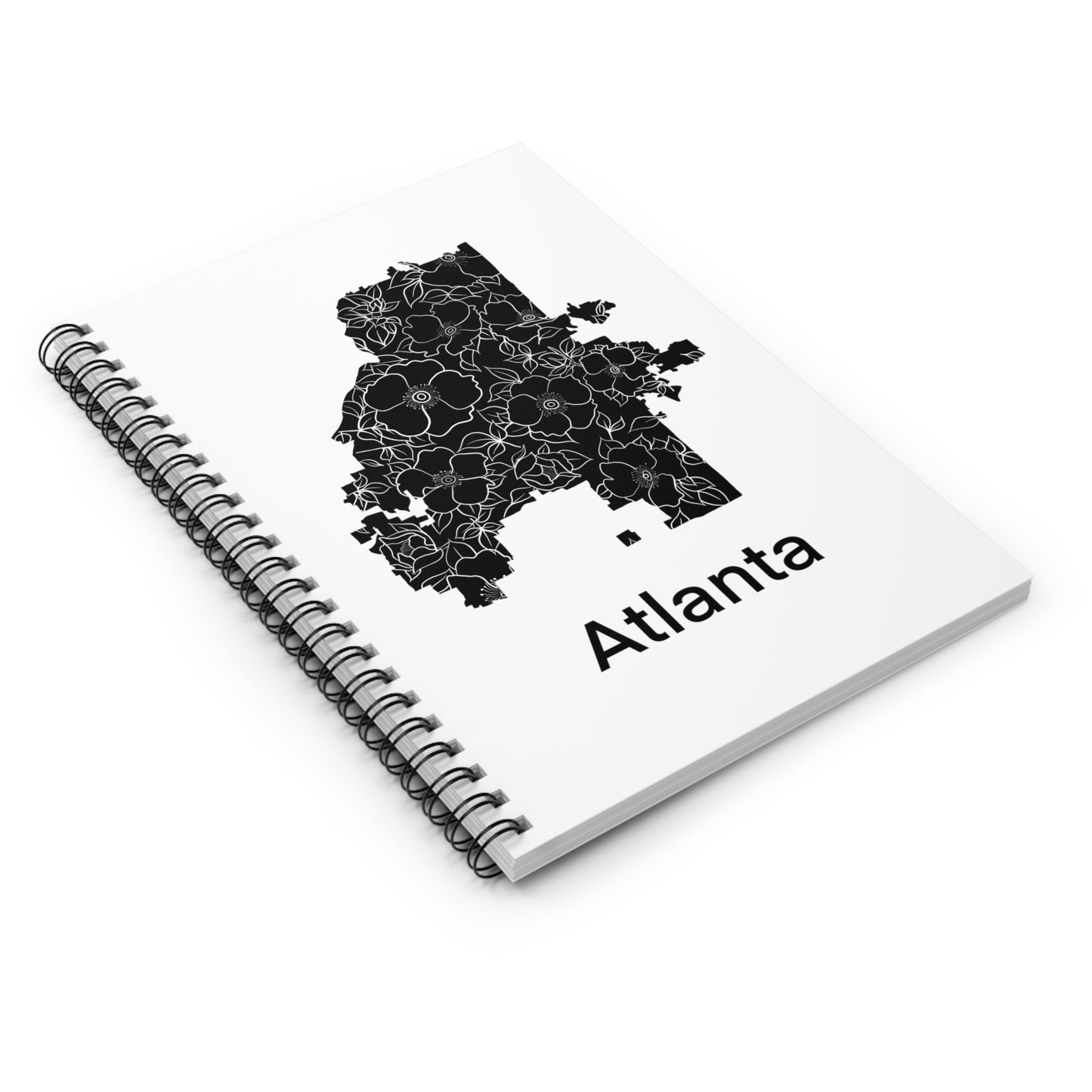 Flowering Atlanta Black Spiral Notebook - Ruled Line