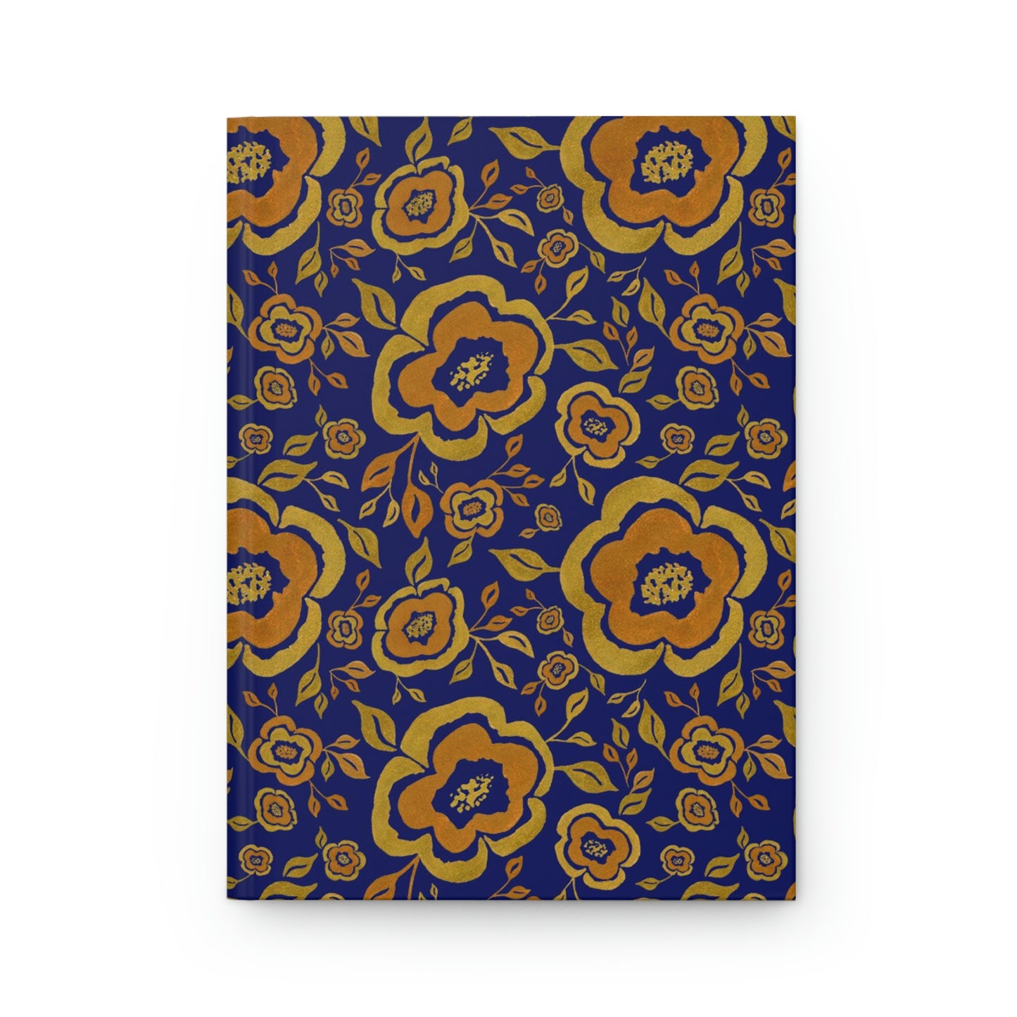 Yoga Journal - Blue with Gold Flowers Hardcover Journal Matte