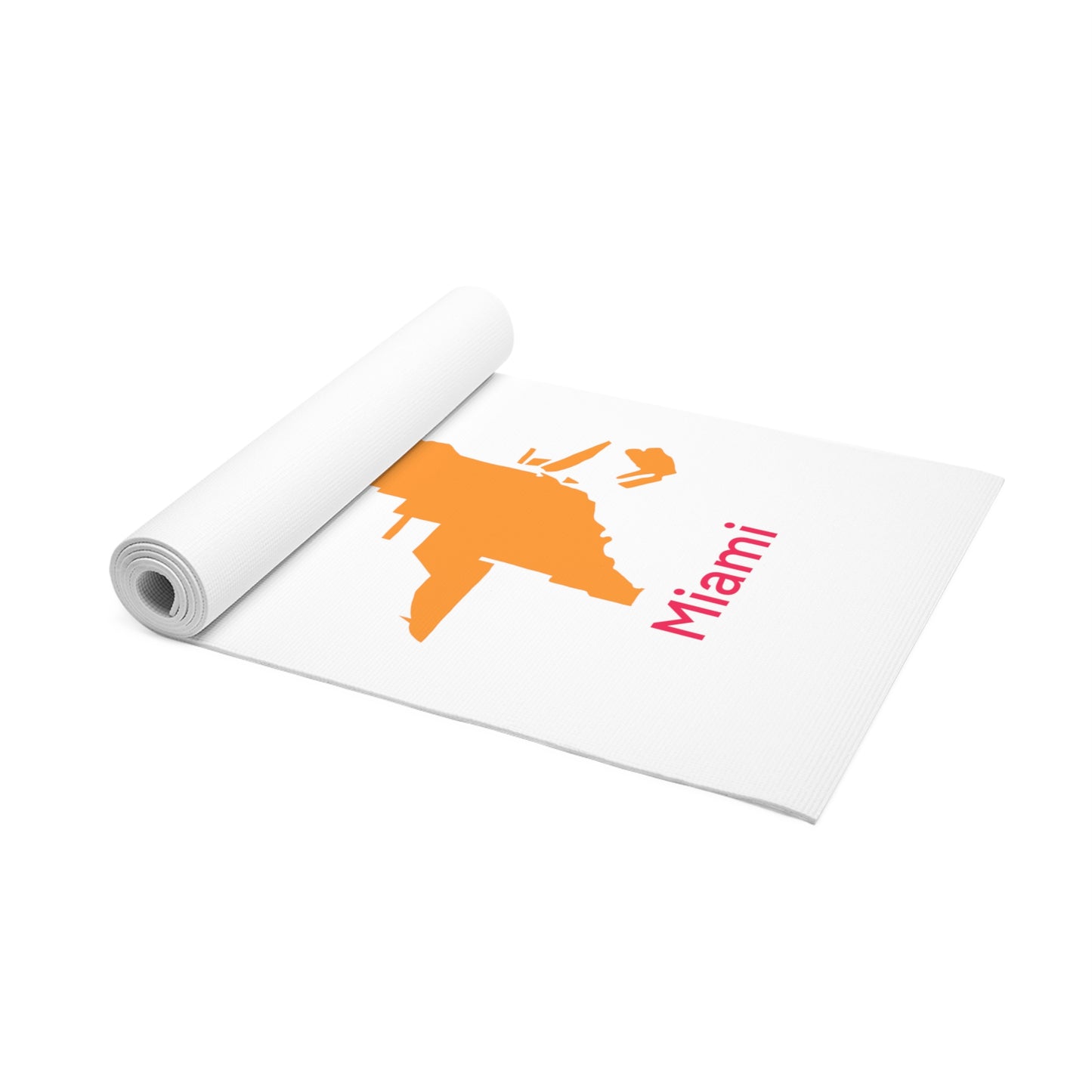 Foam Yoga Mat White - Miami Orange Hot Pink