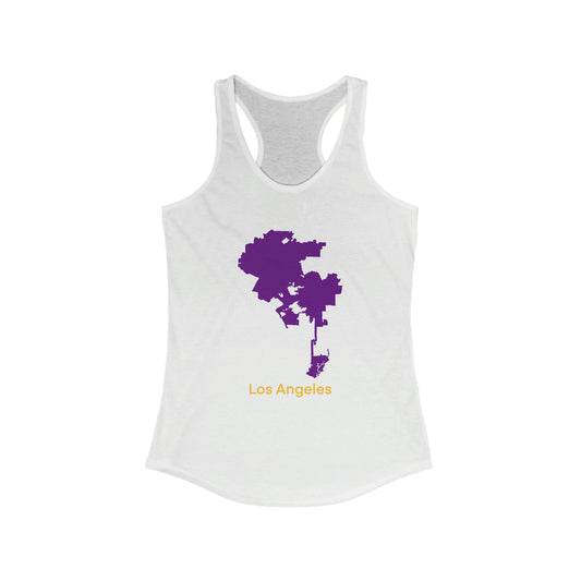 Los Angeles Purple and Yellow Women's Ideal Racerback Tank
